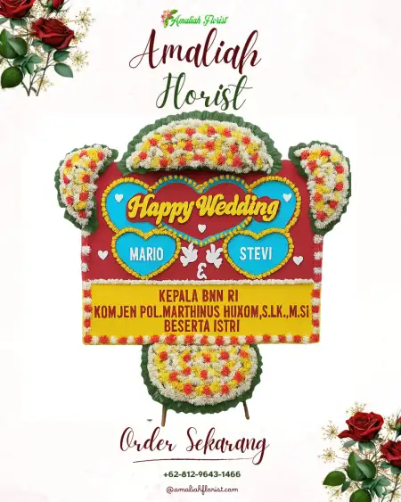 Papan Bunga Pernikahan Menjer
